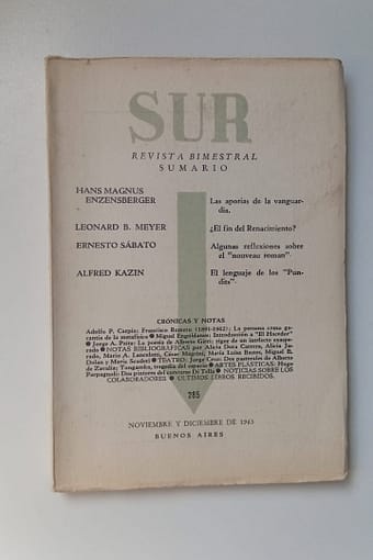 REVISTA SUR BIMESTRAL 1963 REVISTA SUR. REVISTA BIMESTRAL DE NOVIEMBRE Y DICIEMBRE DE 1963.